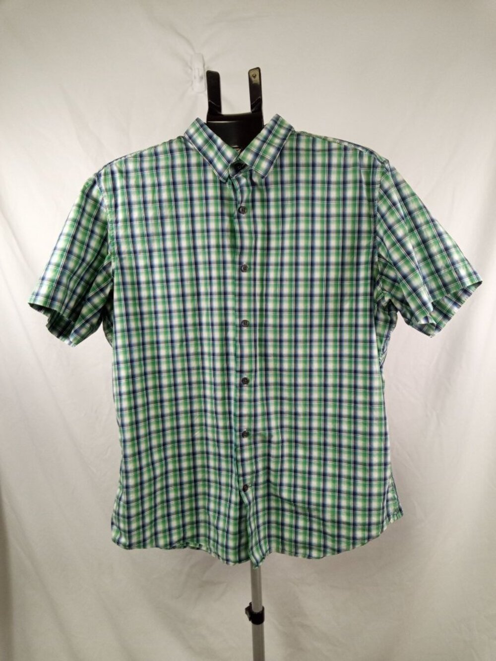 Banana Republic Men's Green/Blue Plaid Casual Button-Down Shirt Size Large